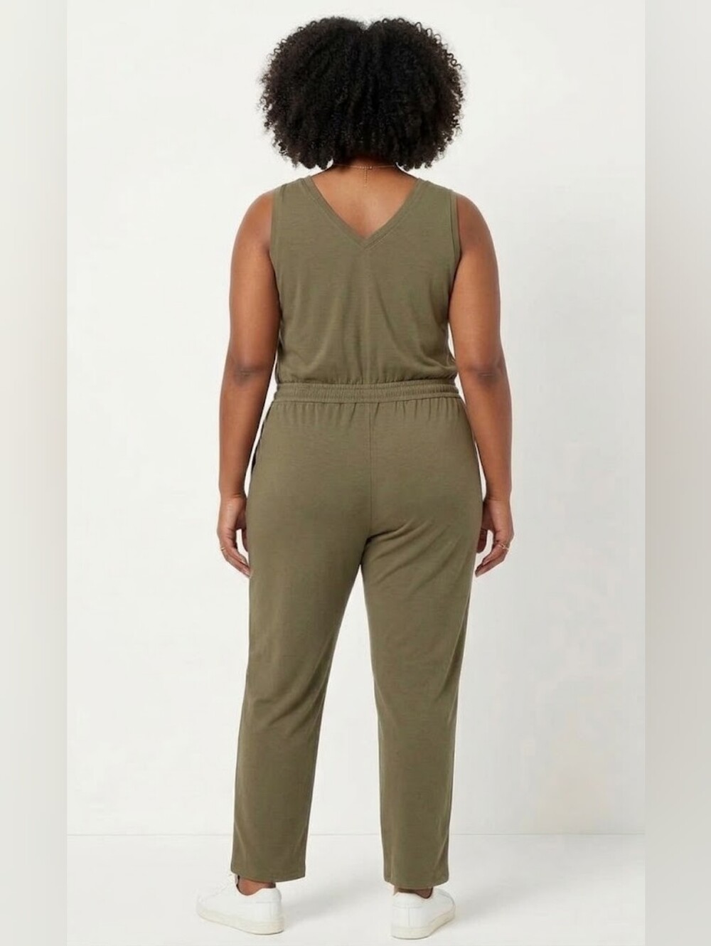 Calvin Klein Olive Green Sleeveless V-Neck Jumpsuit Size Large NWT - Picture 10 of 15
